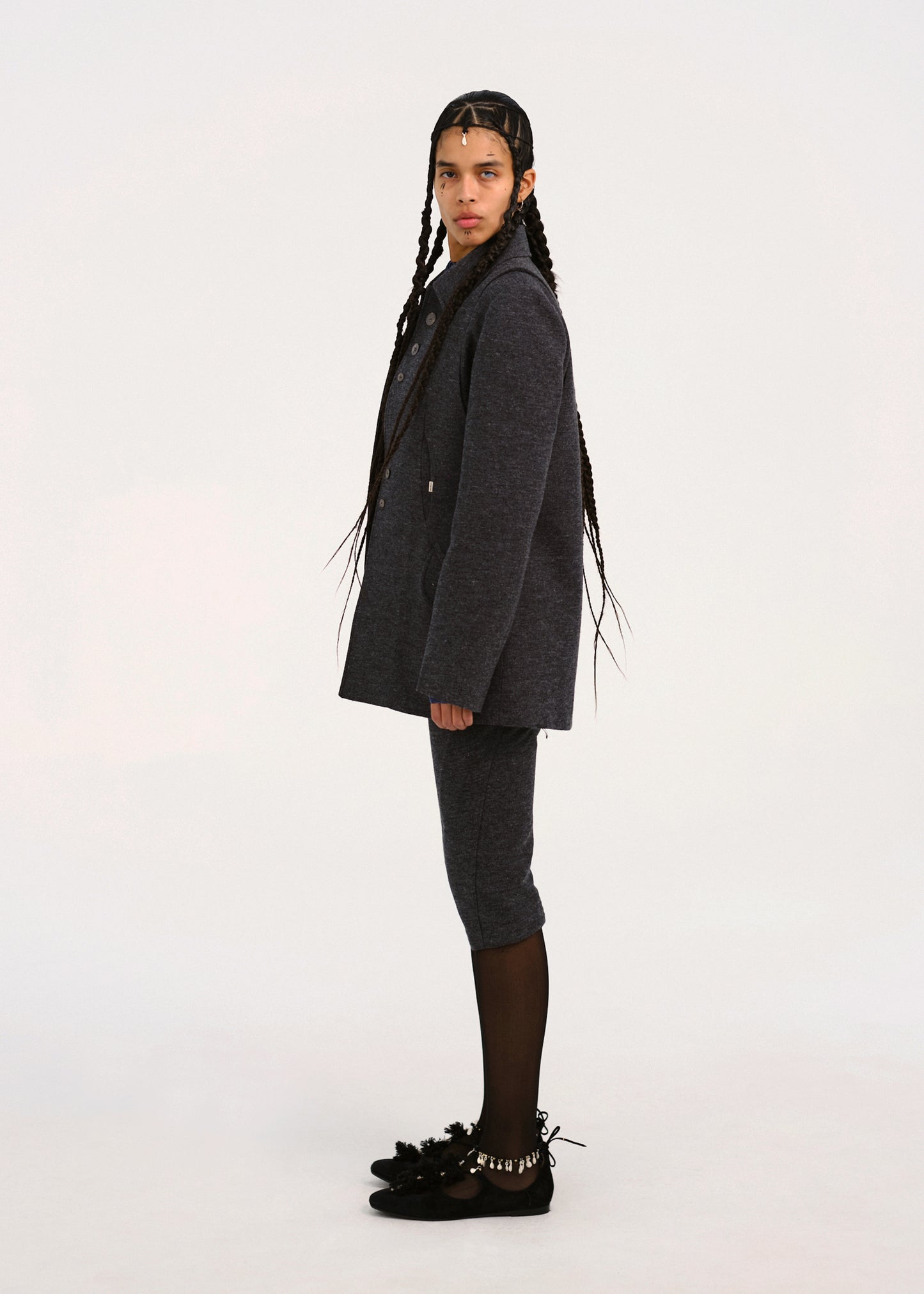 Silver Button Jacket w/ Hood Muffler