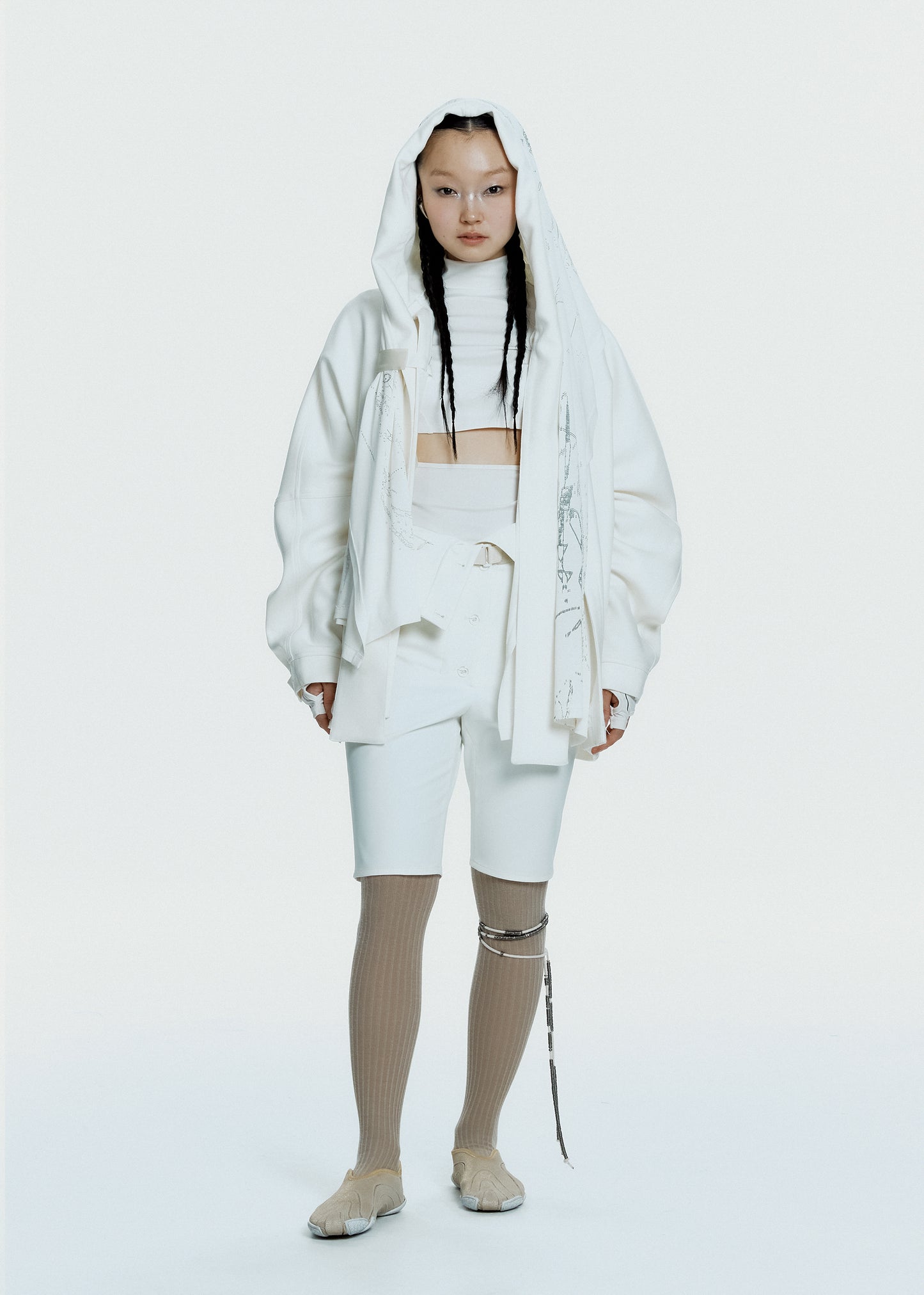 Hooded Jacket w/ Graphic Muffler