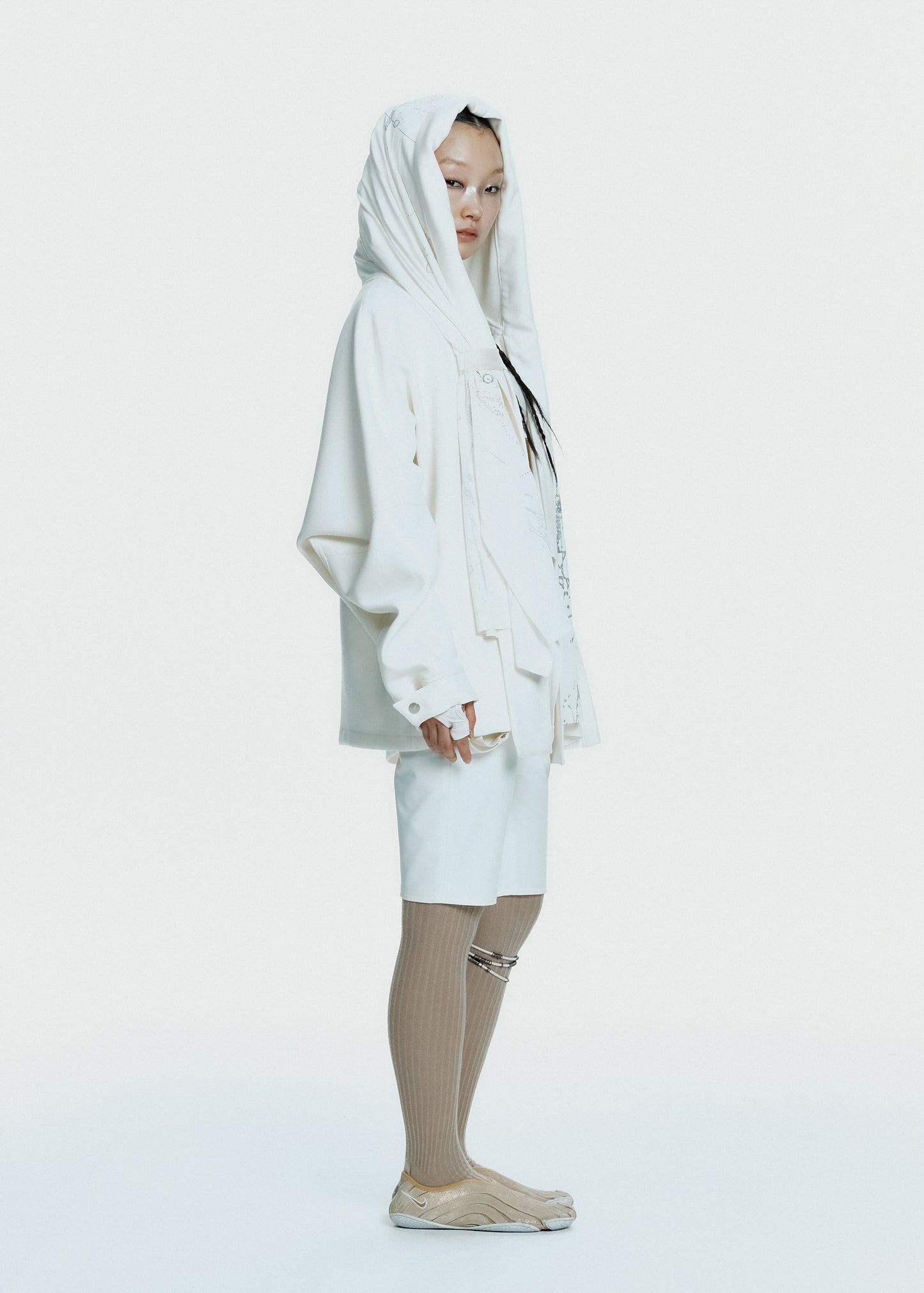 Hooded Jacket w/ Graphic Muffler
