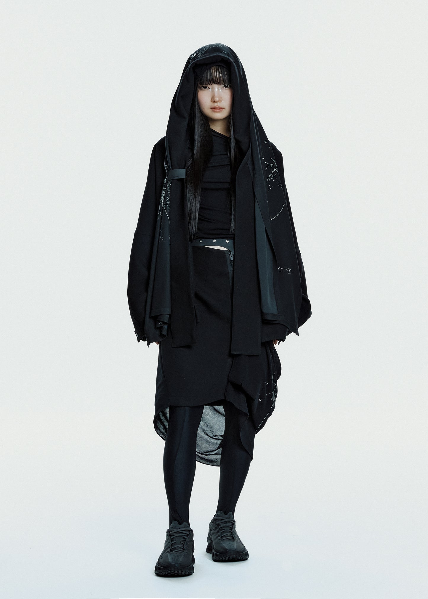 Hooded Jacket w/ Graphic Muffler