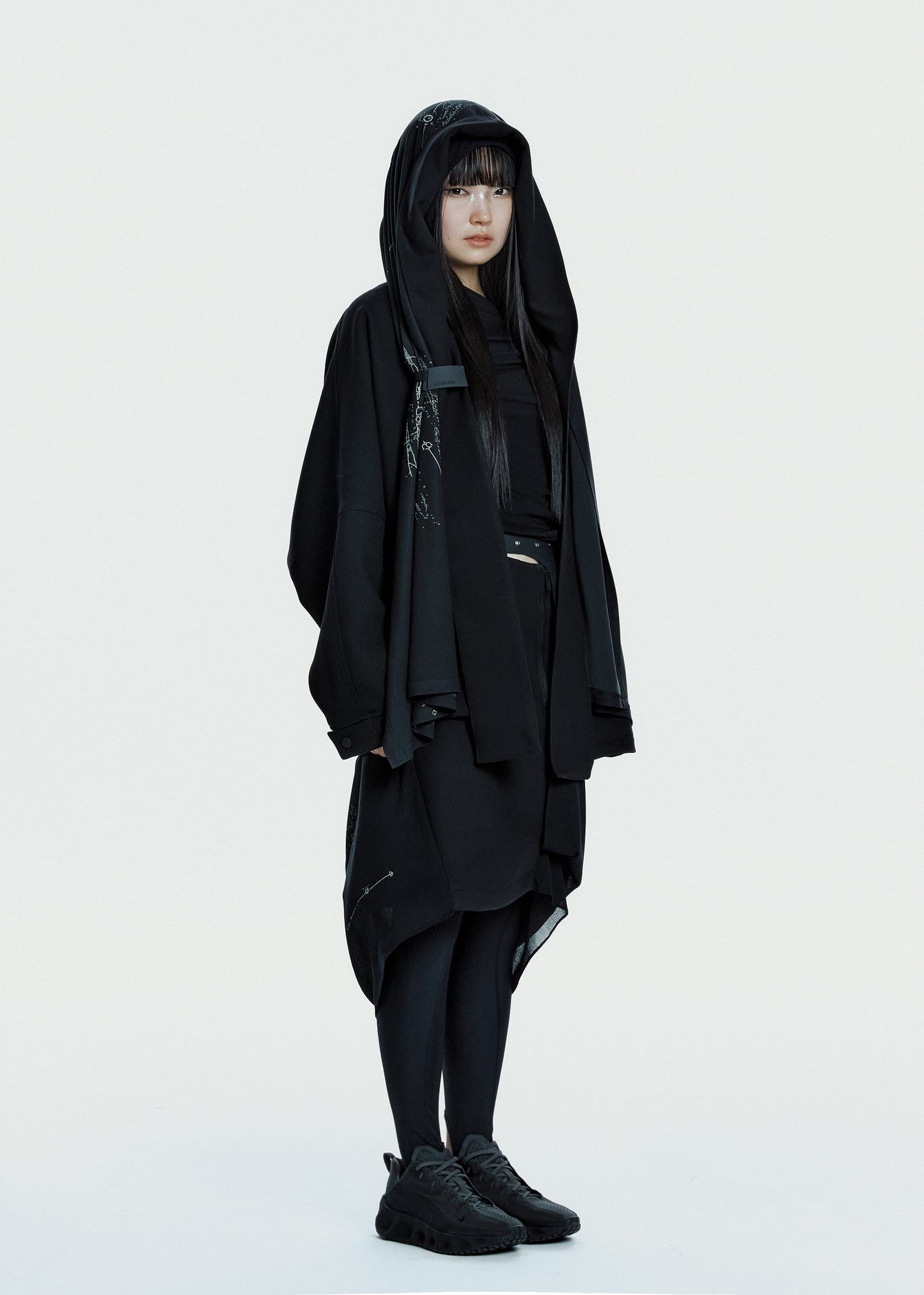 Hooded Jacket w/ Graphic Muffler