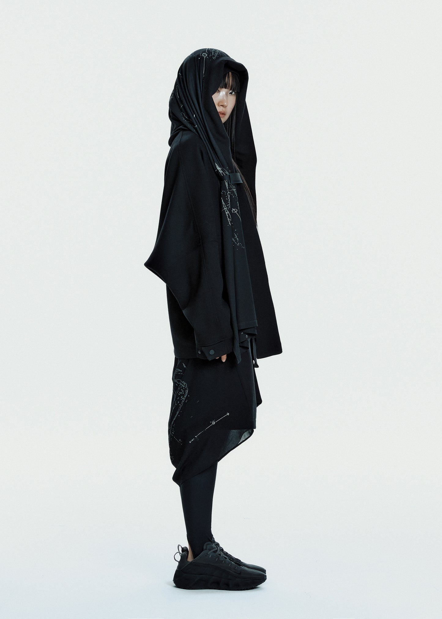 Hooded Jacket w/ Graphic Muffler