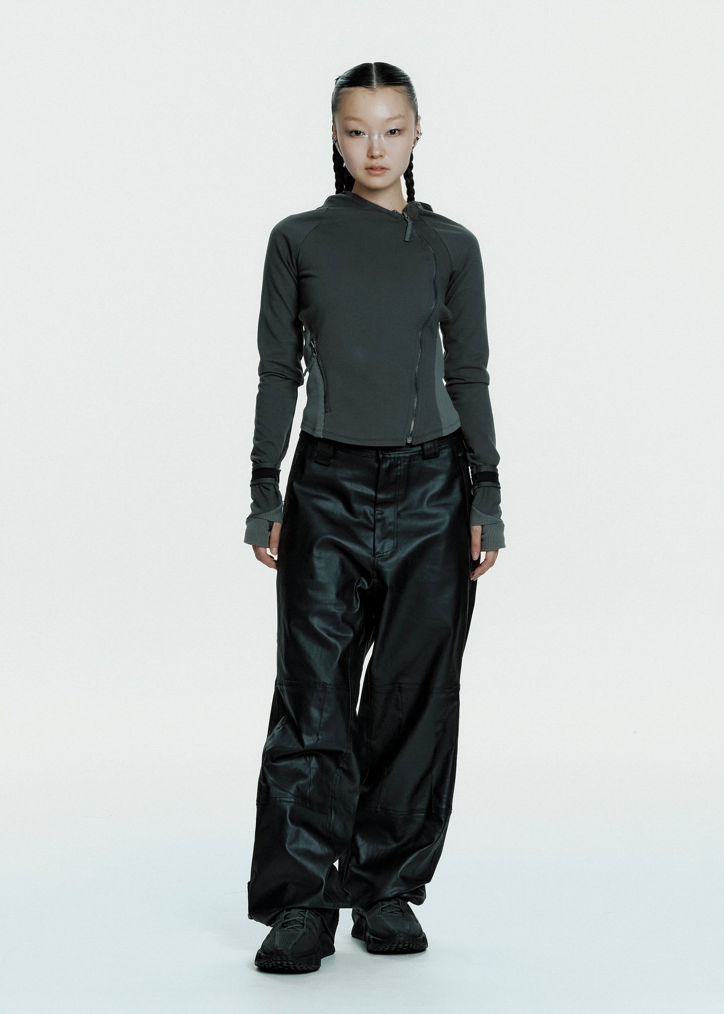 Hooded Asymmetric Zip Top