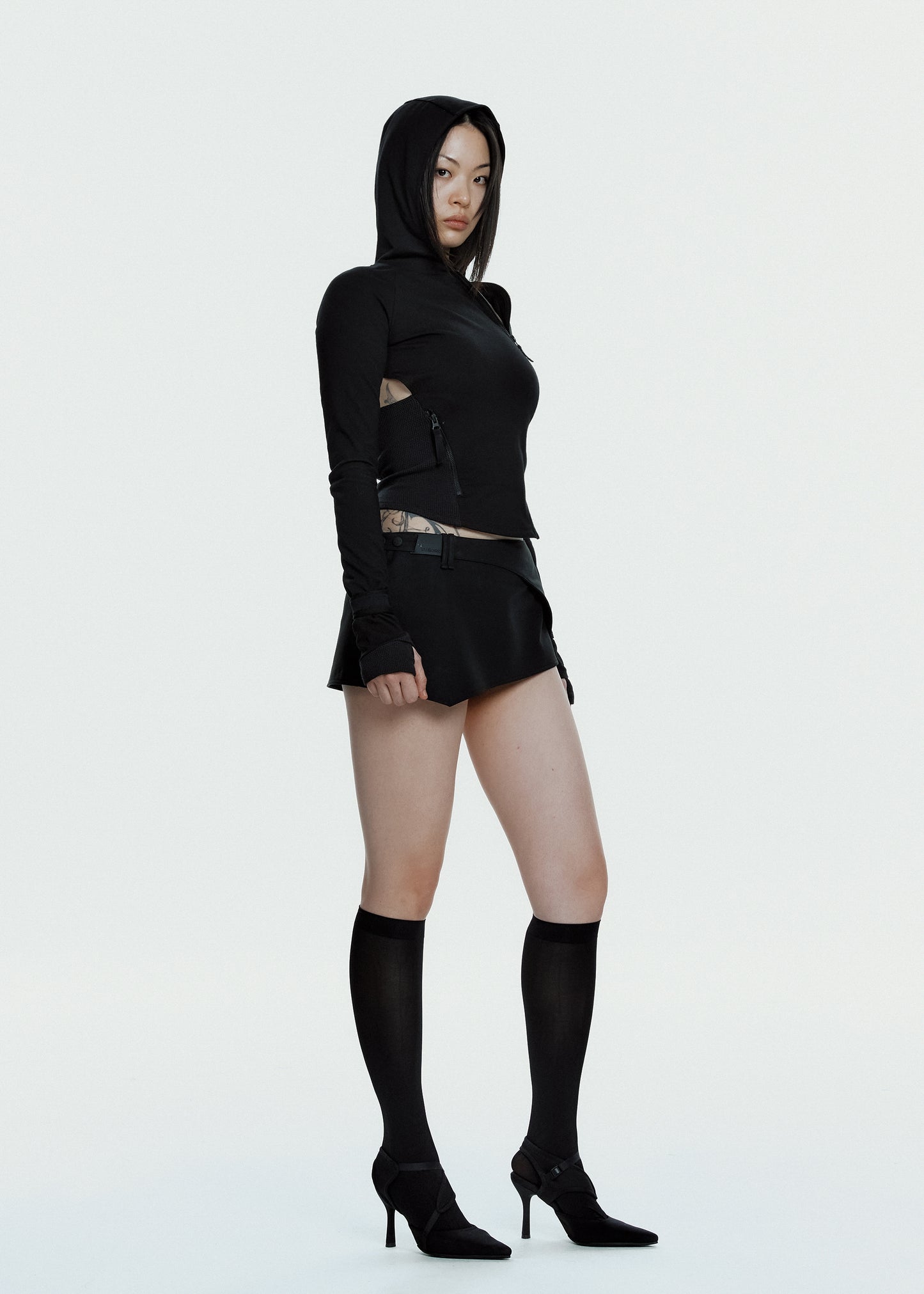 Hooded Asymmetric Zip Top