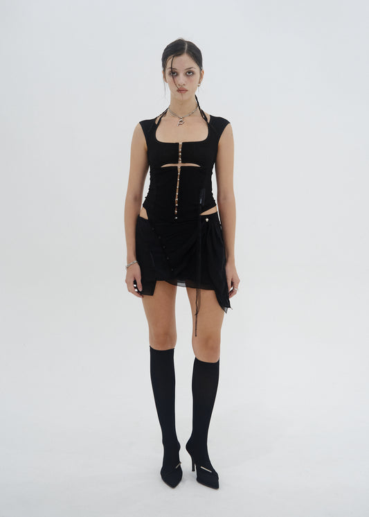 Tied Mini Skirt
