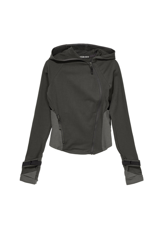 Hooded Asymmetric Zip Top