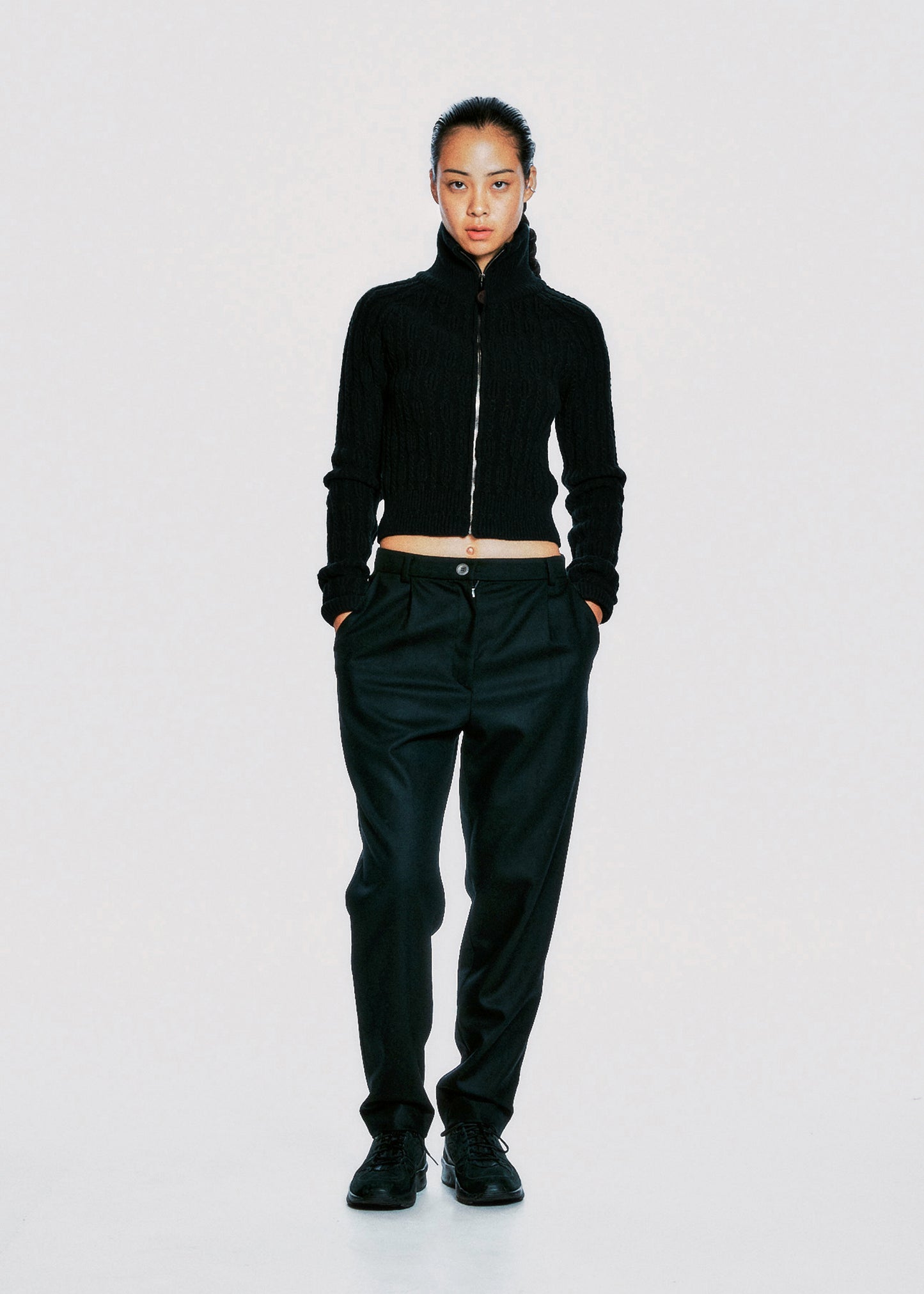 Cropped Knit Sweater w/ Gloves