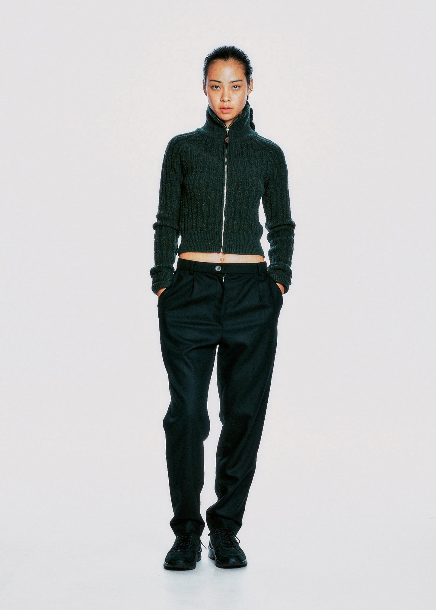 Cropped Knit Sweater w/ Gloves