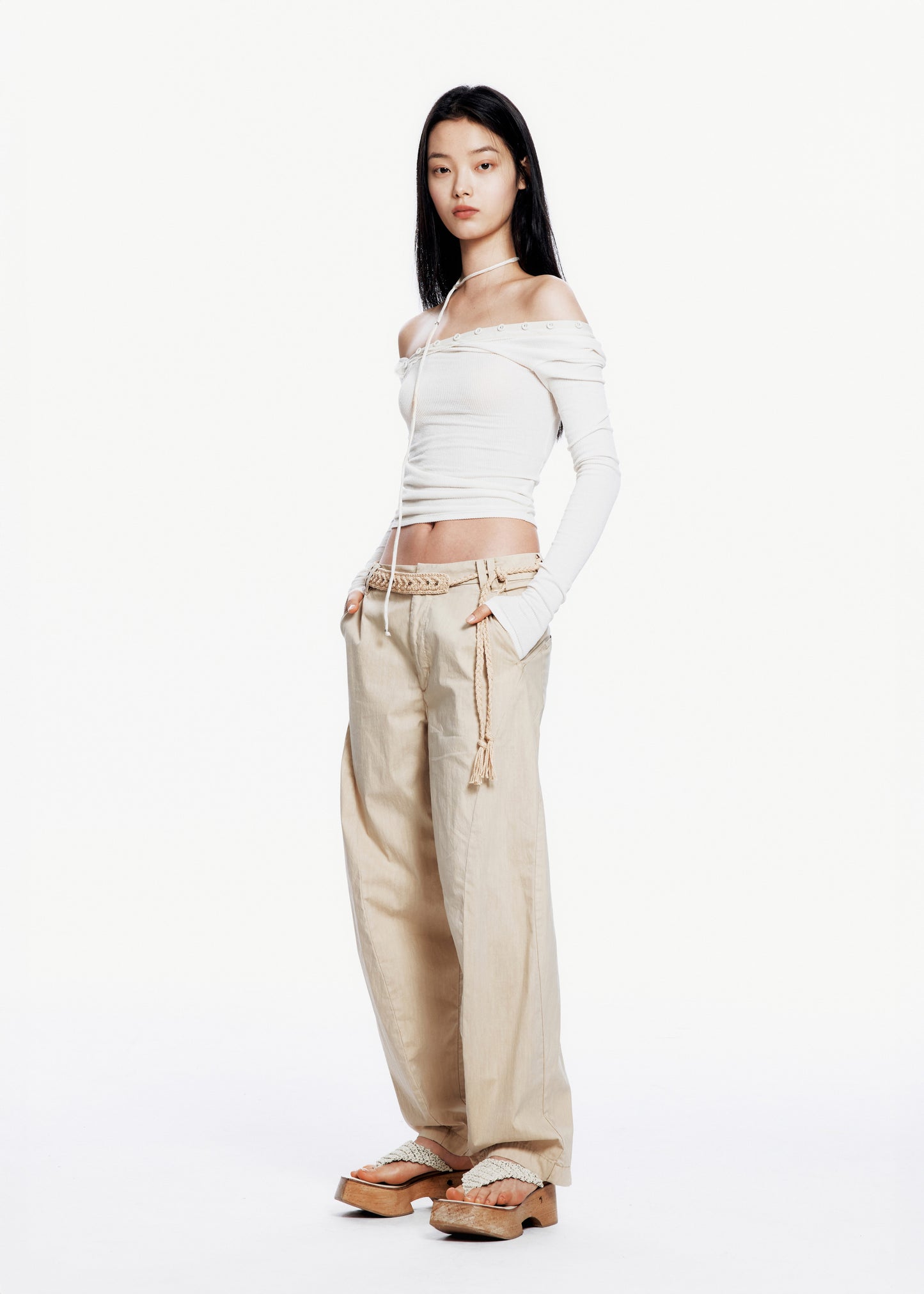 Bent Trouser w/ Knitted Belt