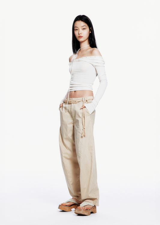 Bent Trouser w/ Knitted Belt