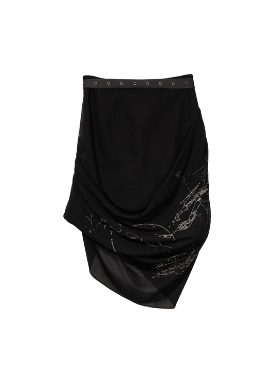 Graphic Wrap Skirt w/ Garter Belt