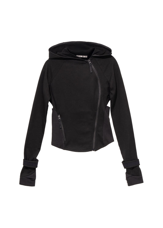 Hooded Asymmetric Zip Top