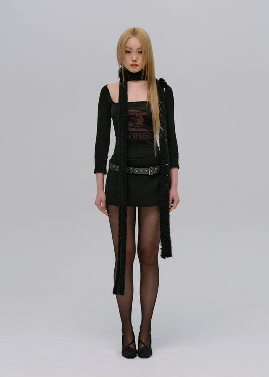 Pleated Mini Skirt w/ Leather Belt
