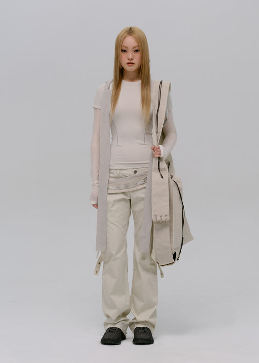 Layered T-Shirt w/ Harness Hoodie
