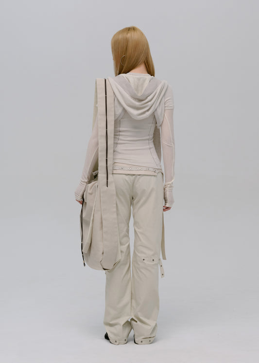 Layered T-Shirt w/ Harness Hoodie