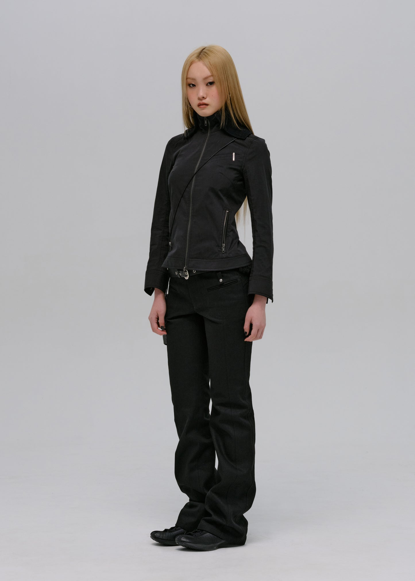 Zip Shirt w/ Knitted Collar