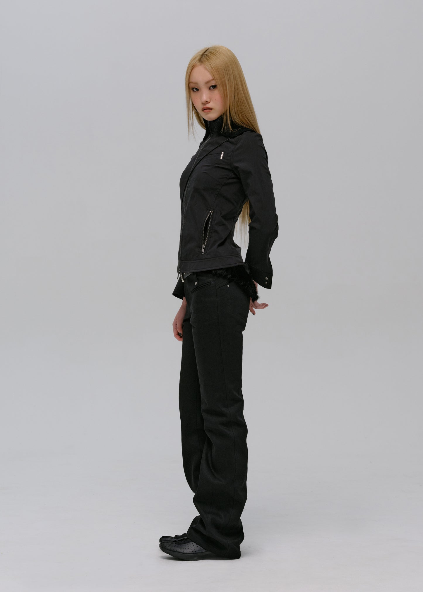 Zip Shirt w/ Knitted Collar