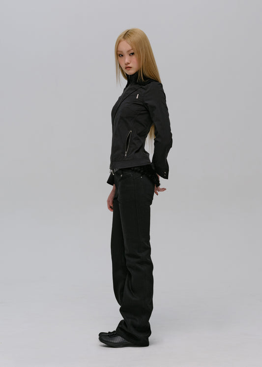 Zip Shirt w/ Knitted Collar