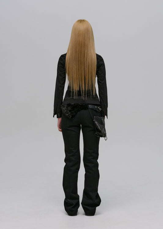 Zip Shirt w/ Knitted Collar