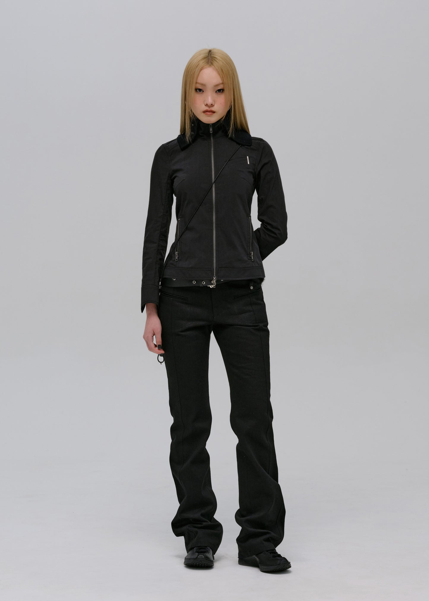 Zip Shirt w/ Knitted Collar