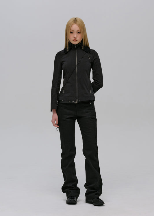 Zip Shirt w/ Knitted Collar