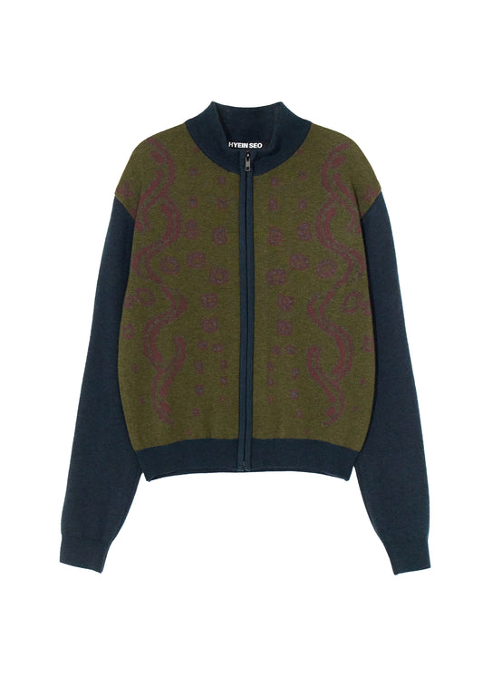 Graphic Knit Zip-Up