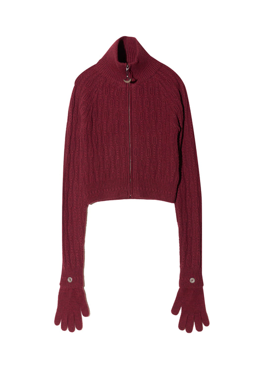 Cropped Knit Sweater w/ Gloves