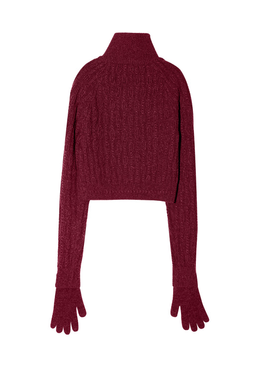 Cropped Knit Sweater w/ Gloves