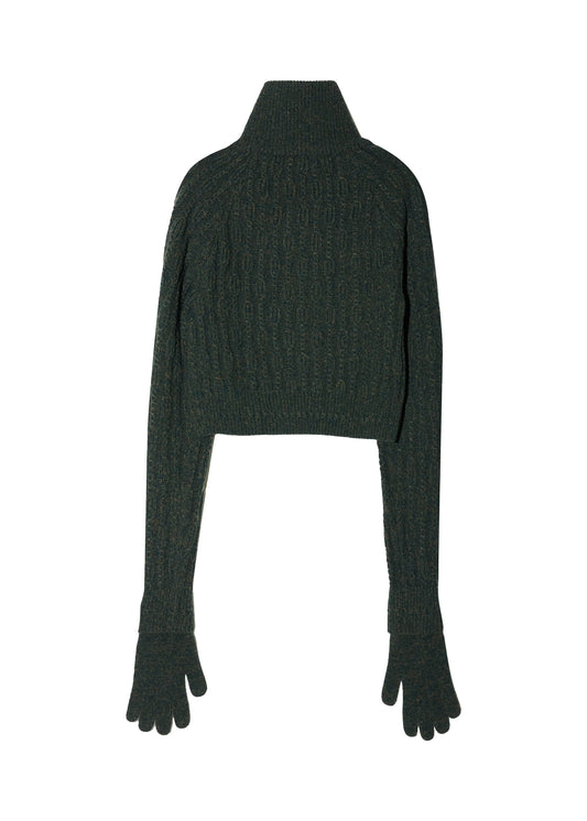 Cropped Knit Sweater w/ Gloves
