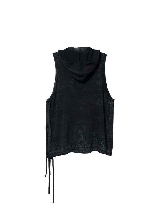 Sleeveless Knit w/ Macrame Hoodie