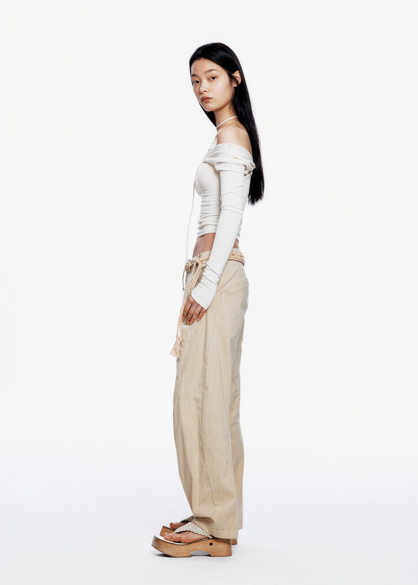 Bent Trouser w/ Knitted Belt