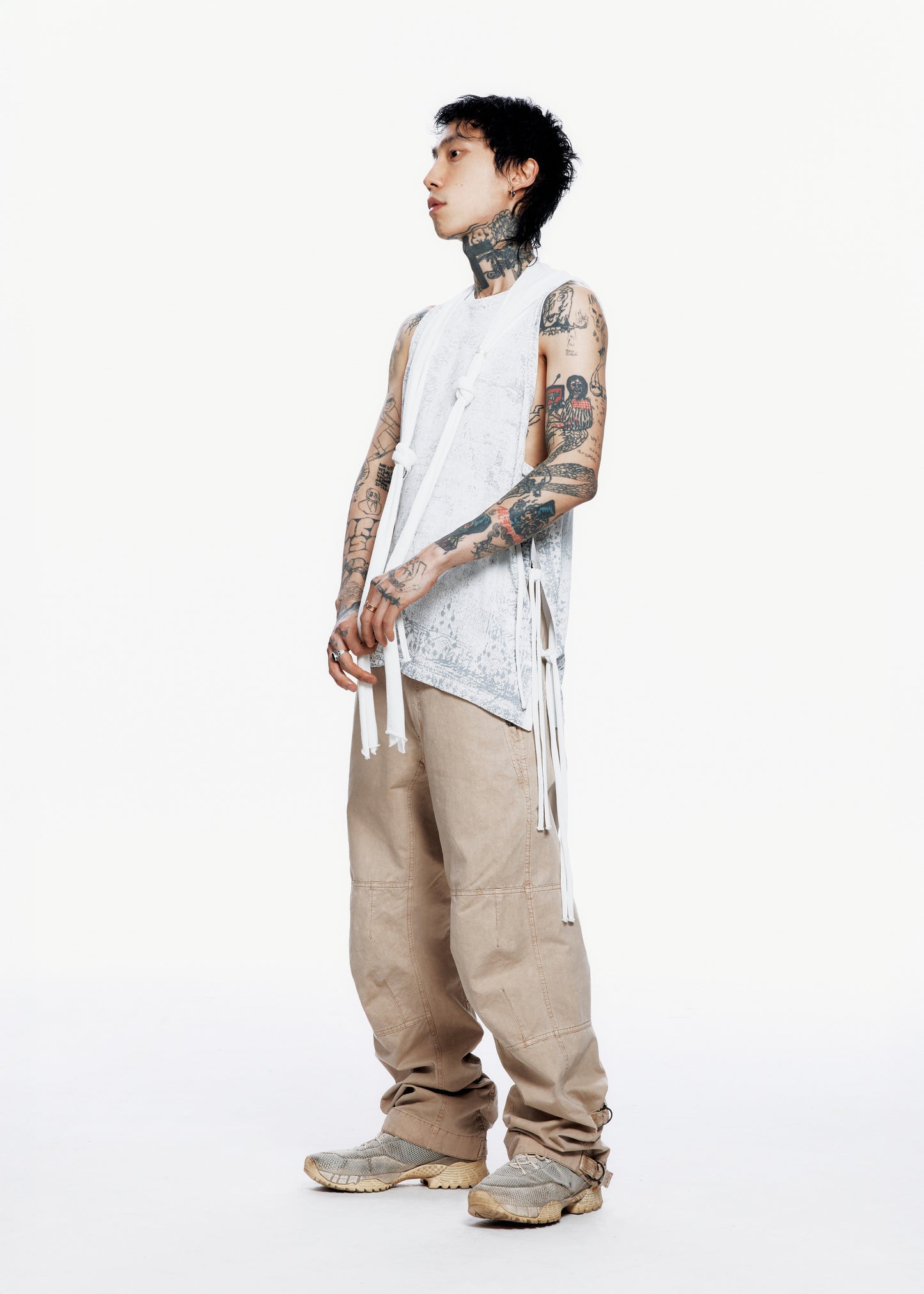 Sleeveless Knit w/ Macrame Hoodie