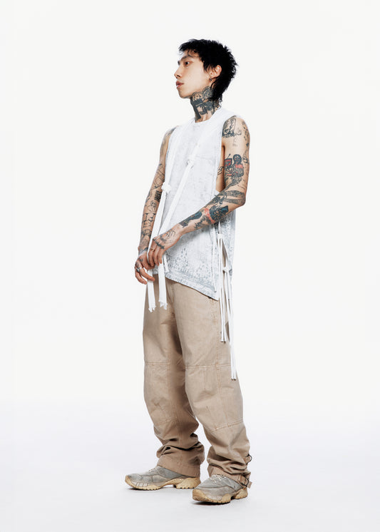 Sleeveless Knit w/ Macrame Hoodie