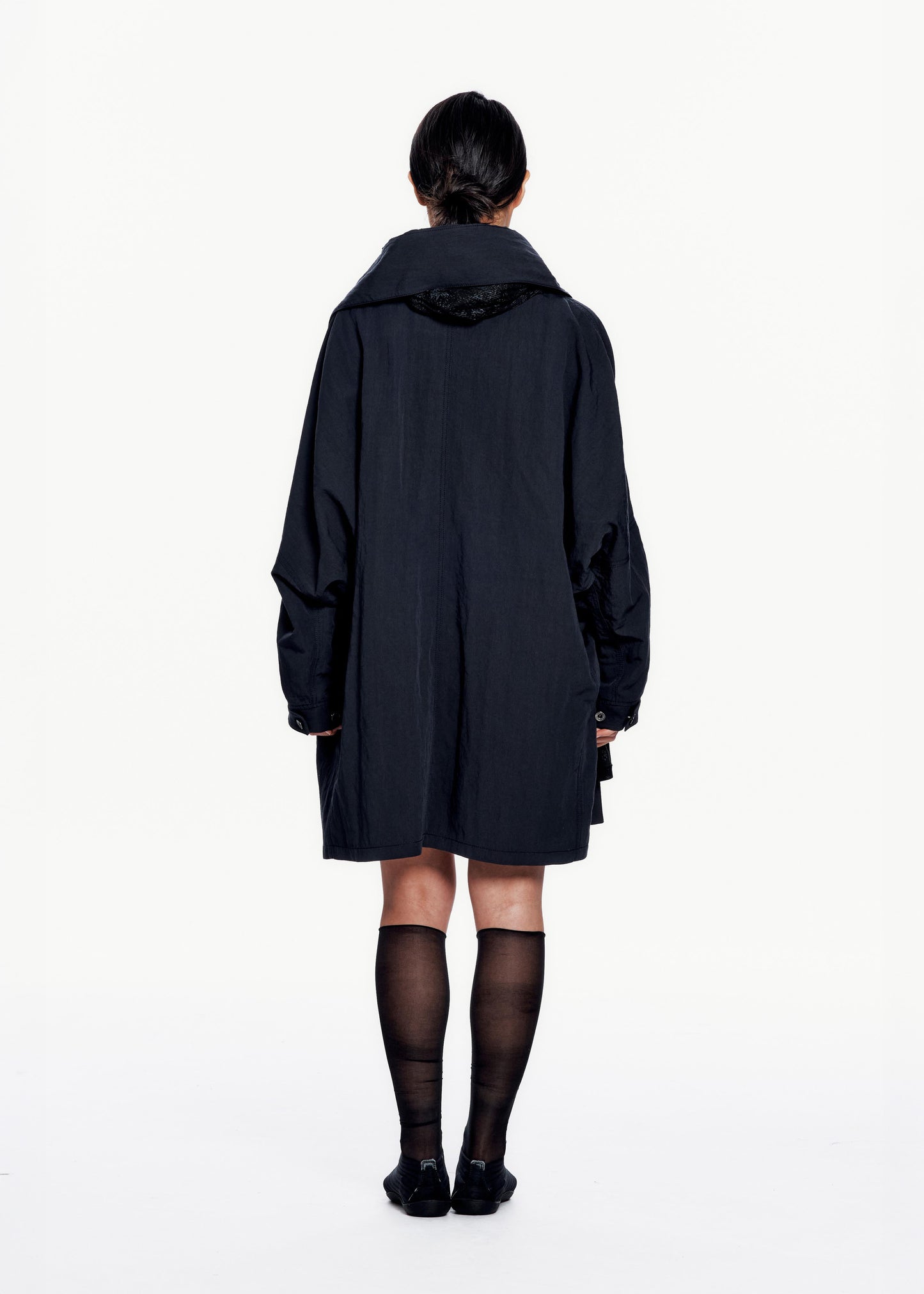 Hooded Coat w/ Graphic Muffler