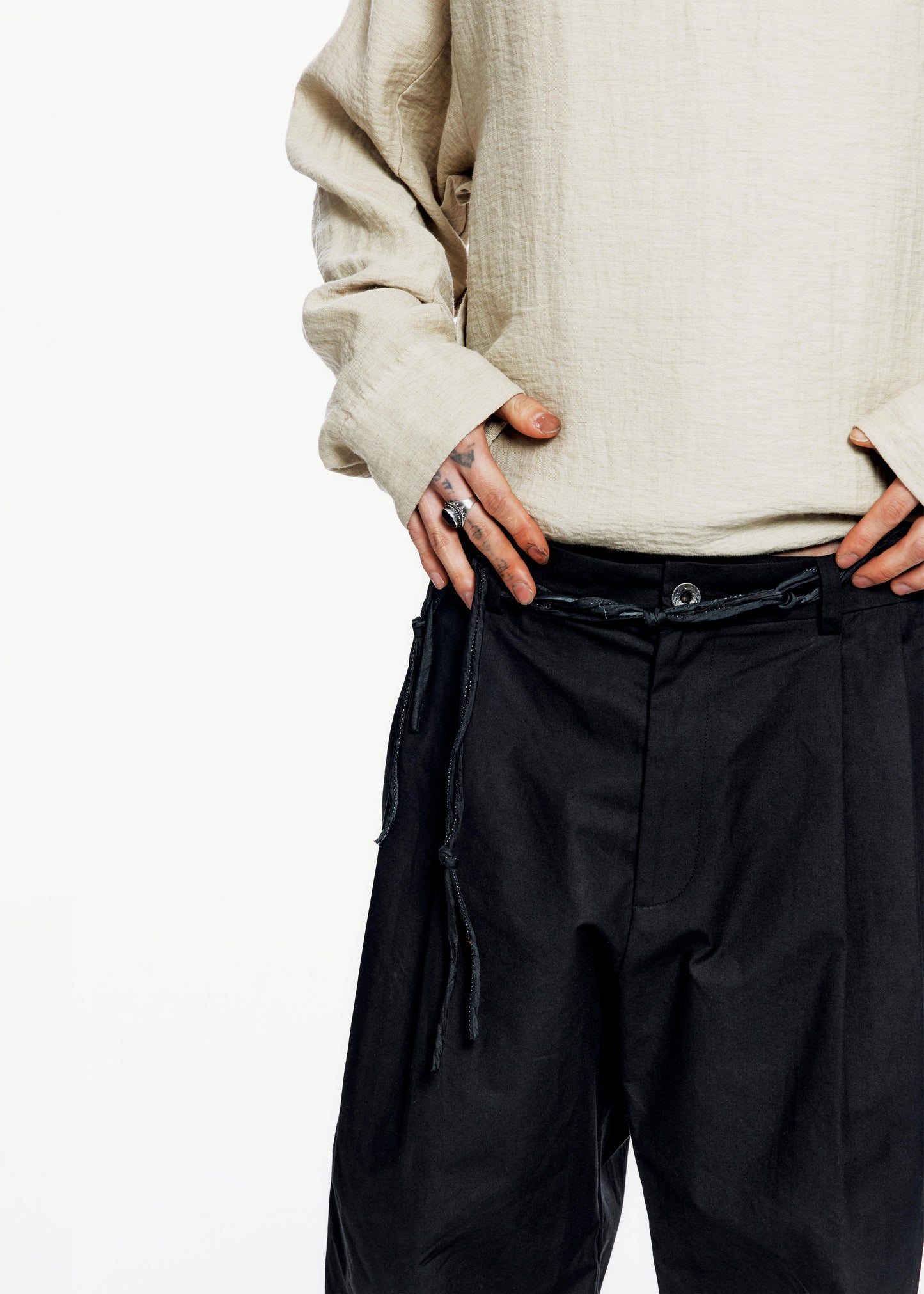 Wide Pants w/ Macrame Belt