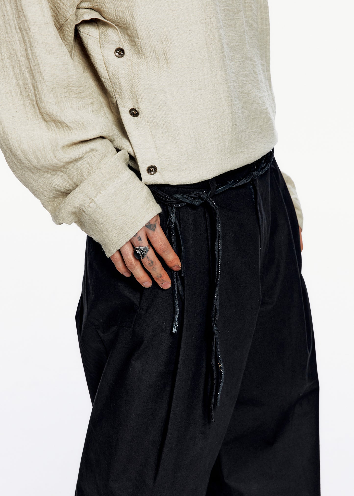 Wide Pants w/ Macrame Belt