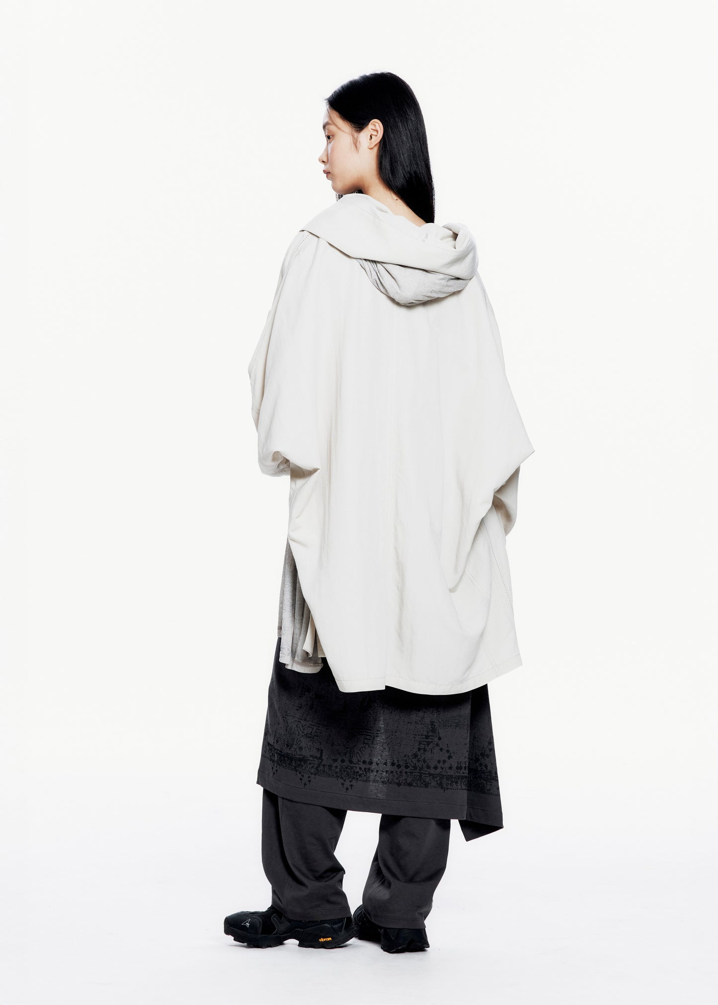 Hooded Coat w/ Graphic Muffler