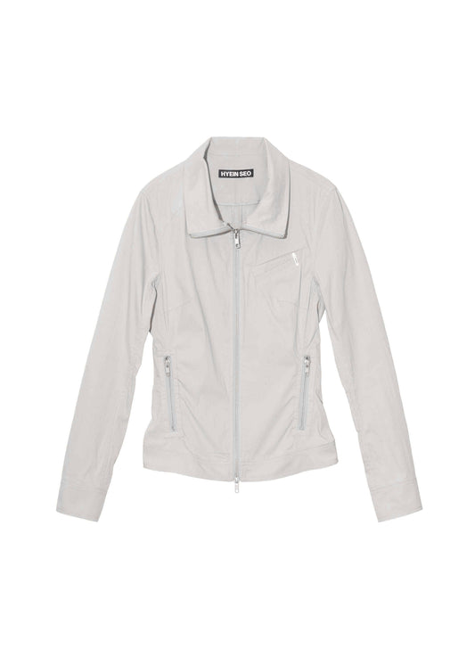 Zip Shirt w/ Knitted Collar