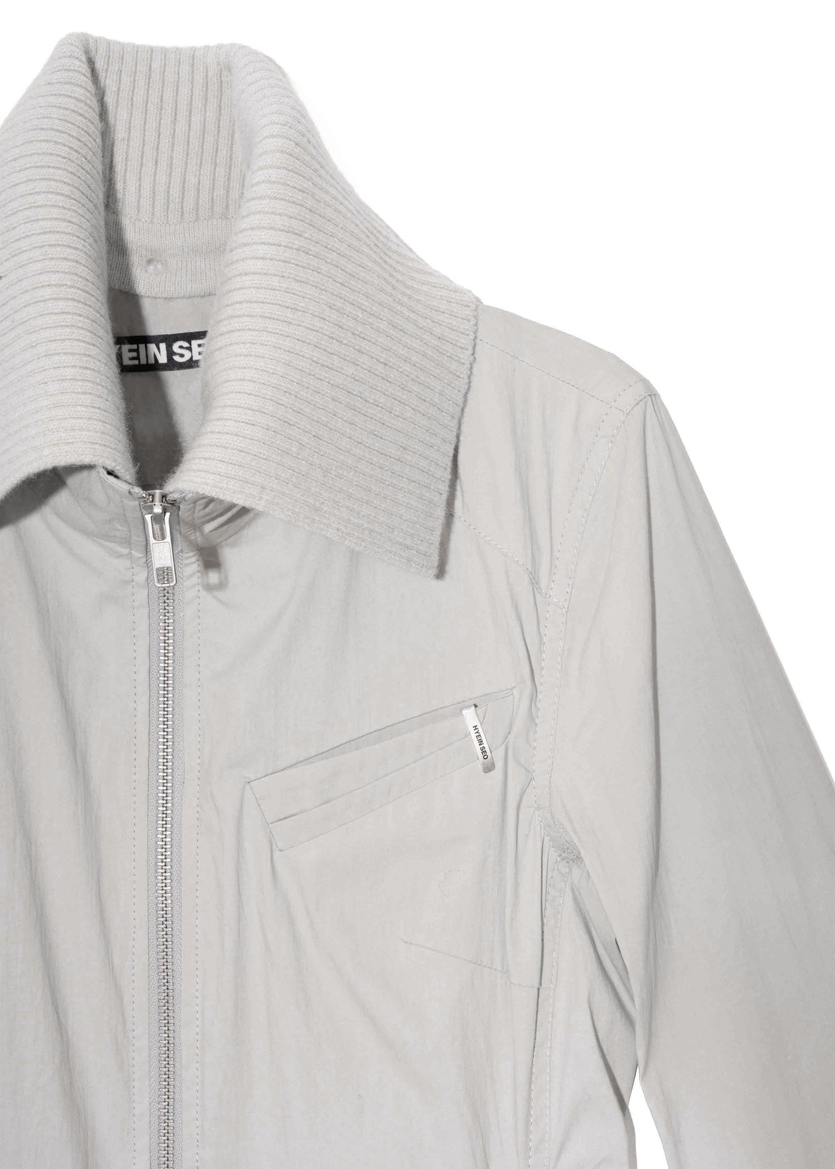 Zip Shirt w/ Knitted Collar