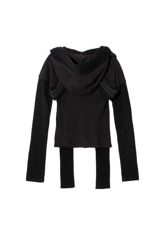 Layered T-Shirt w/ Harness Hoodie