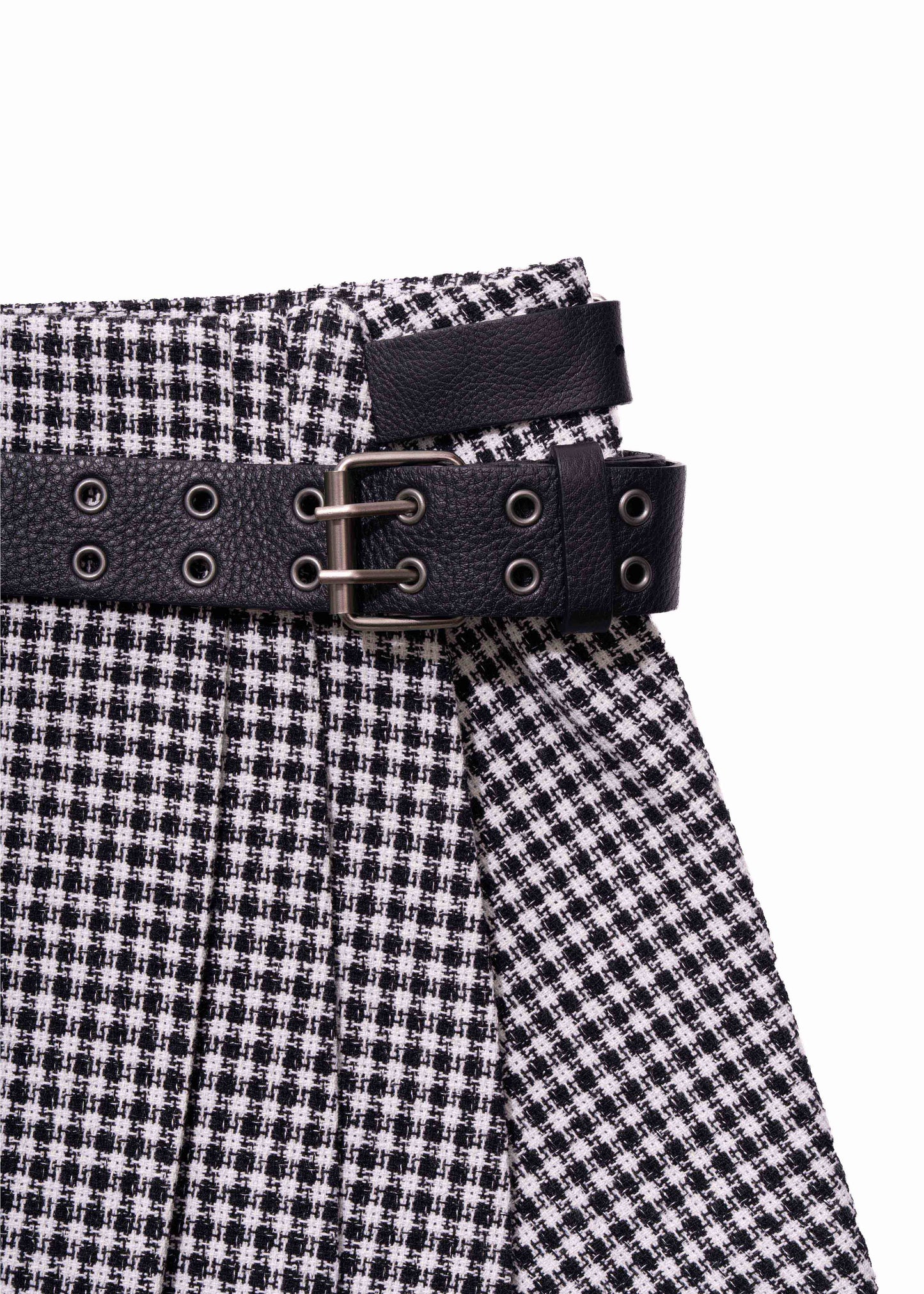 Pleated Mini Skirt w/ Leather Belt