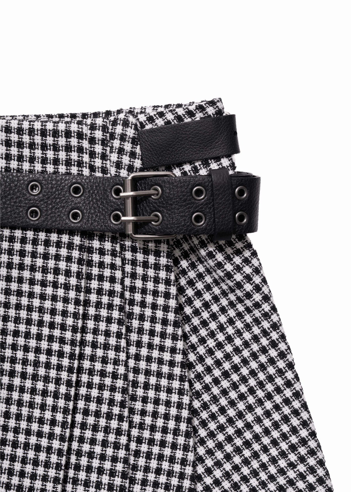 Pleated Mini Skirt w/ Leather Belt