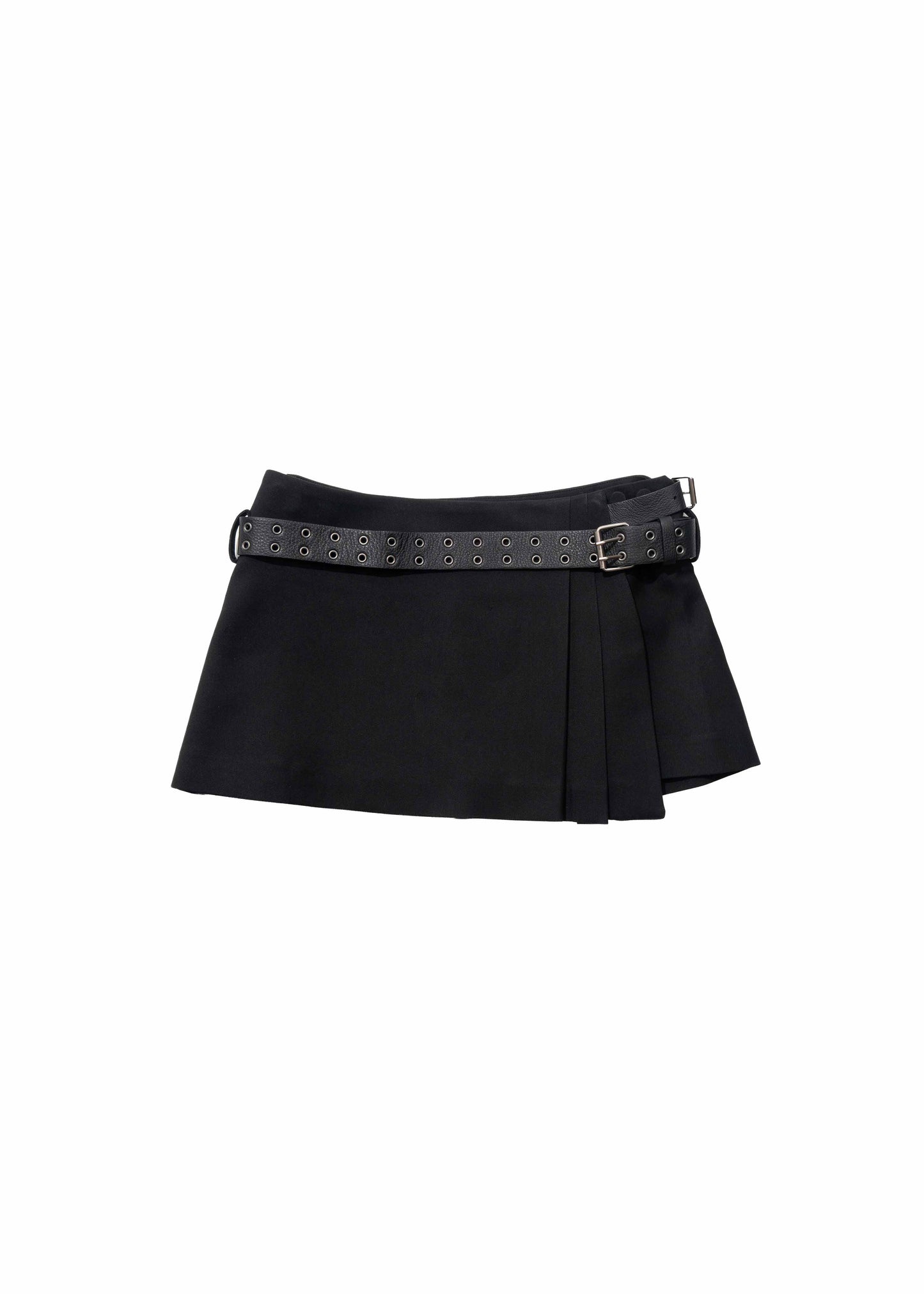 Pleated Mini Skirt w/ Leather Belt