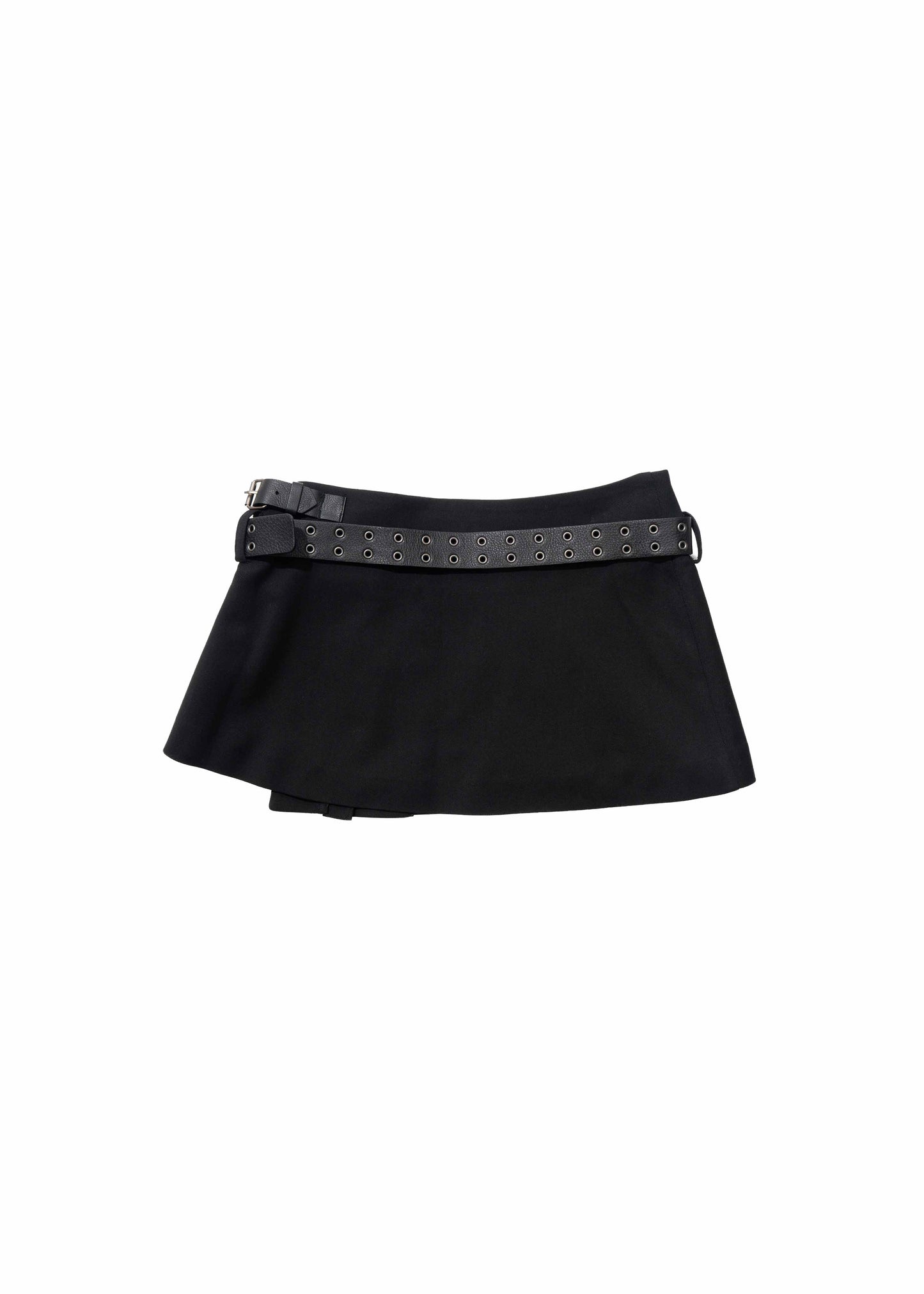 Pleated Mini Skirt w/ Leather Belt