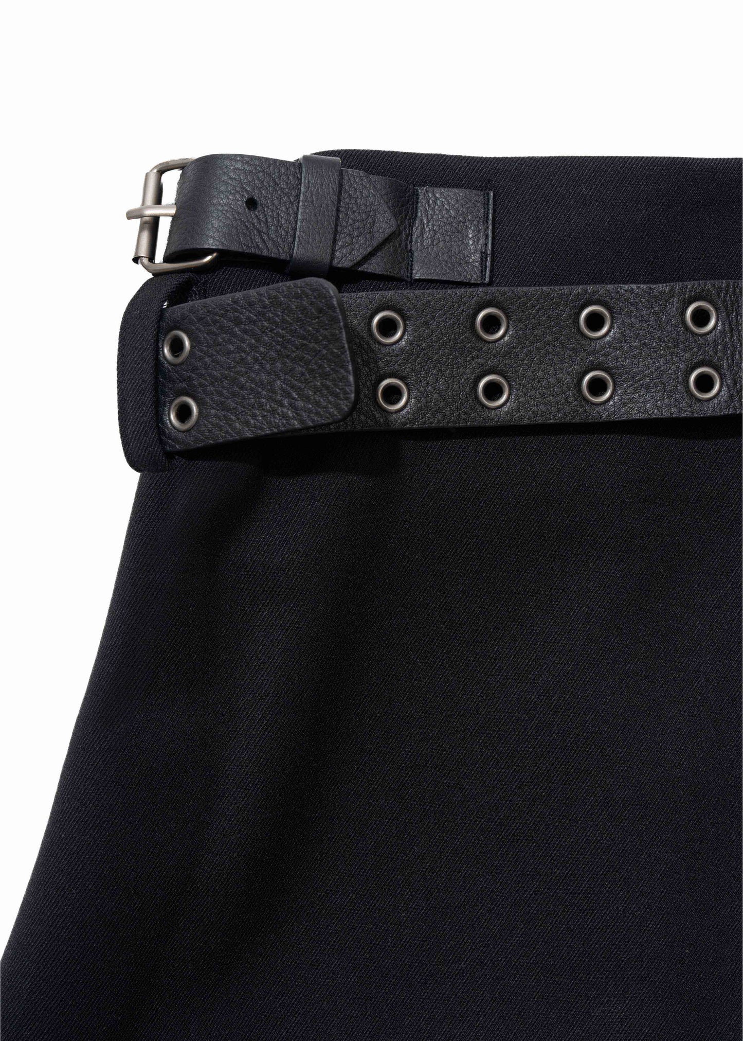 Pleated Mini Skirt w/ Leather Belt
