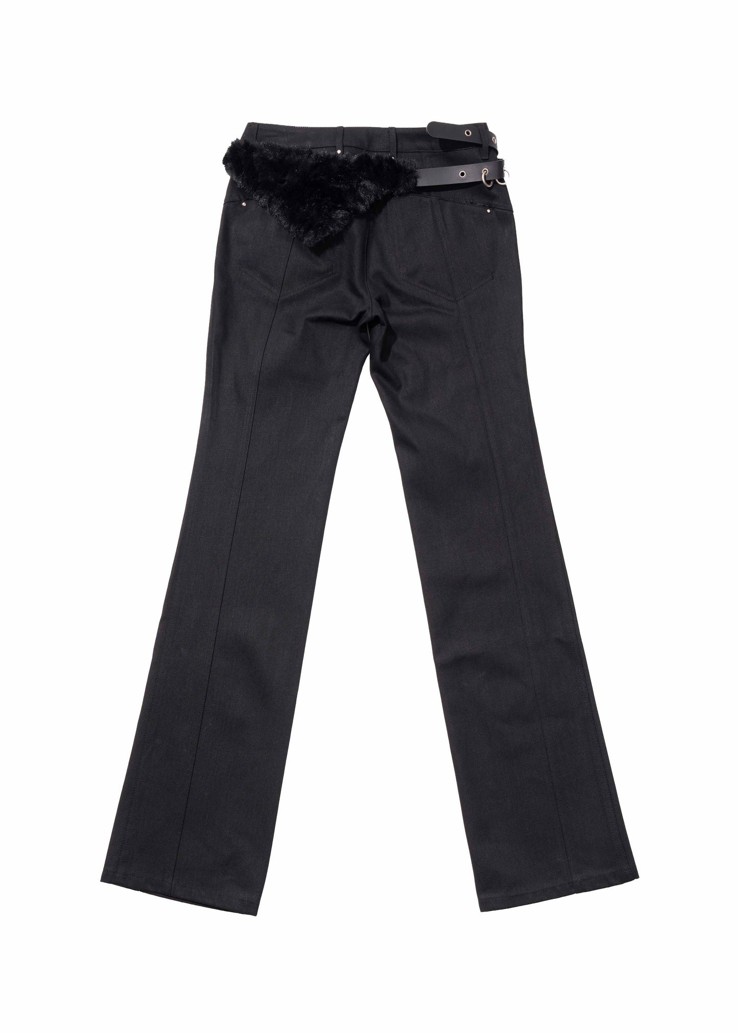 Fur Pocket Pants w/ Leather Belt