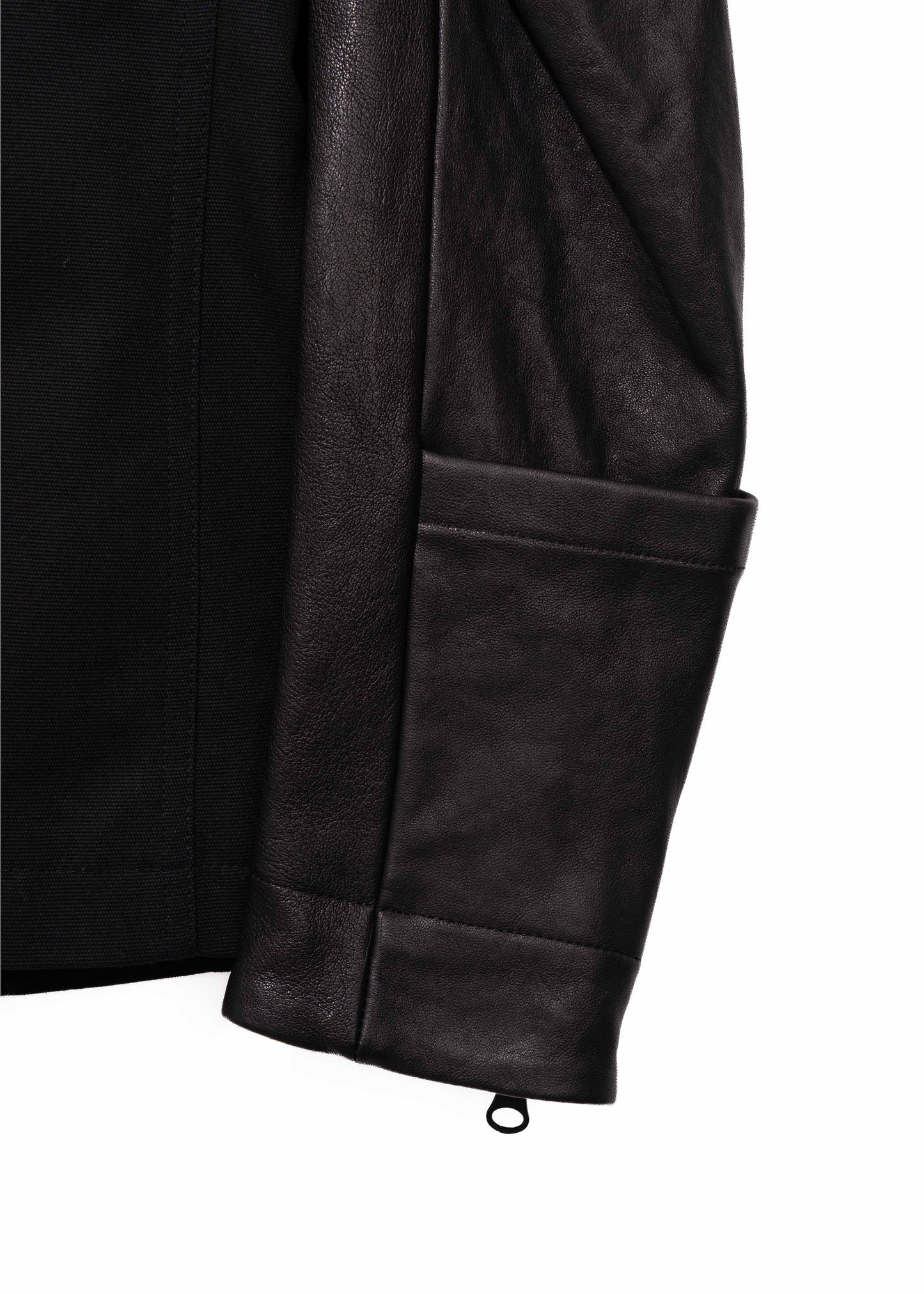 Leather-Sleeve Zip Jacket