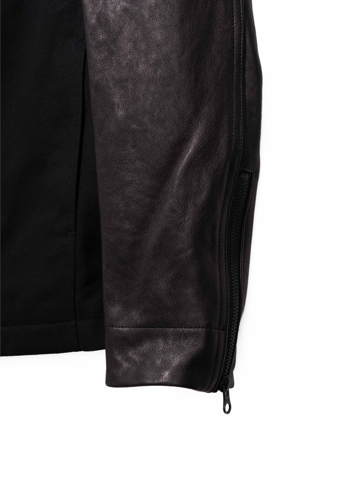 Leather-Sleeve Zip Jacket