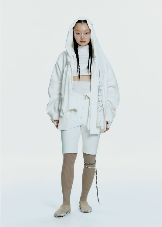 Hooded Jacket w/ Graphic Muffler