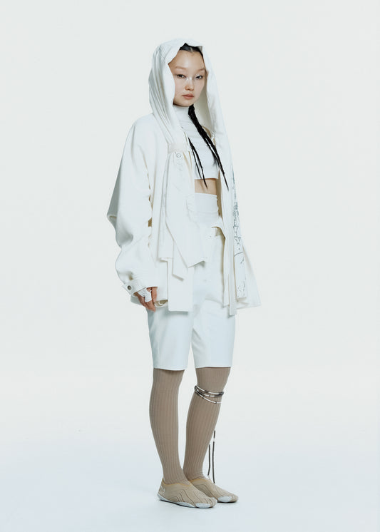 Hooded Jacket w/ Graphic Muffler